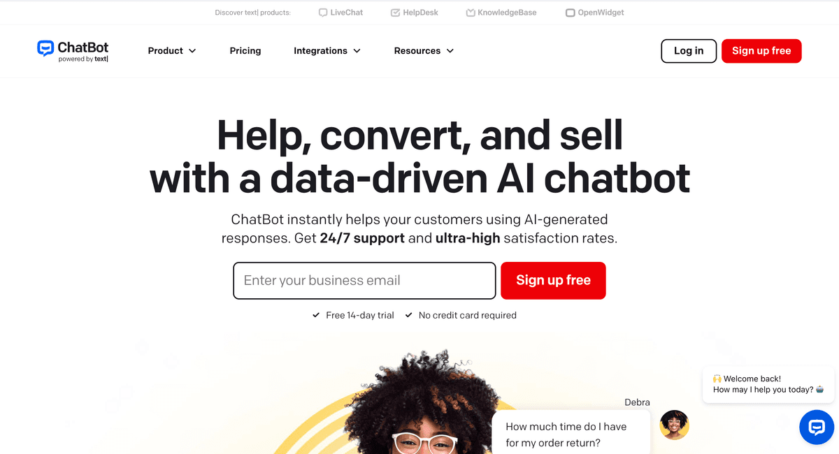 Chatbot.com Home page